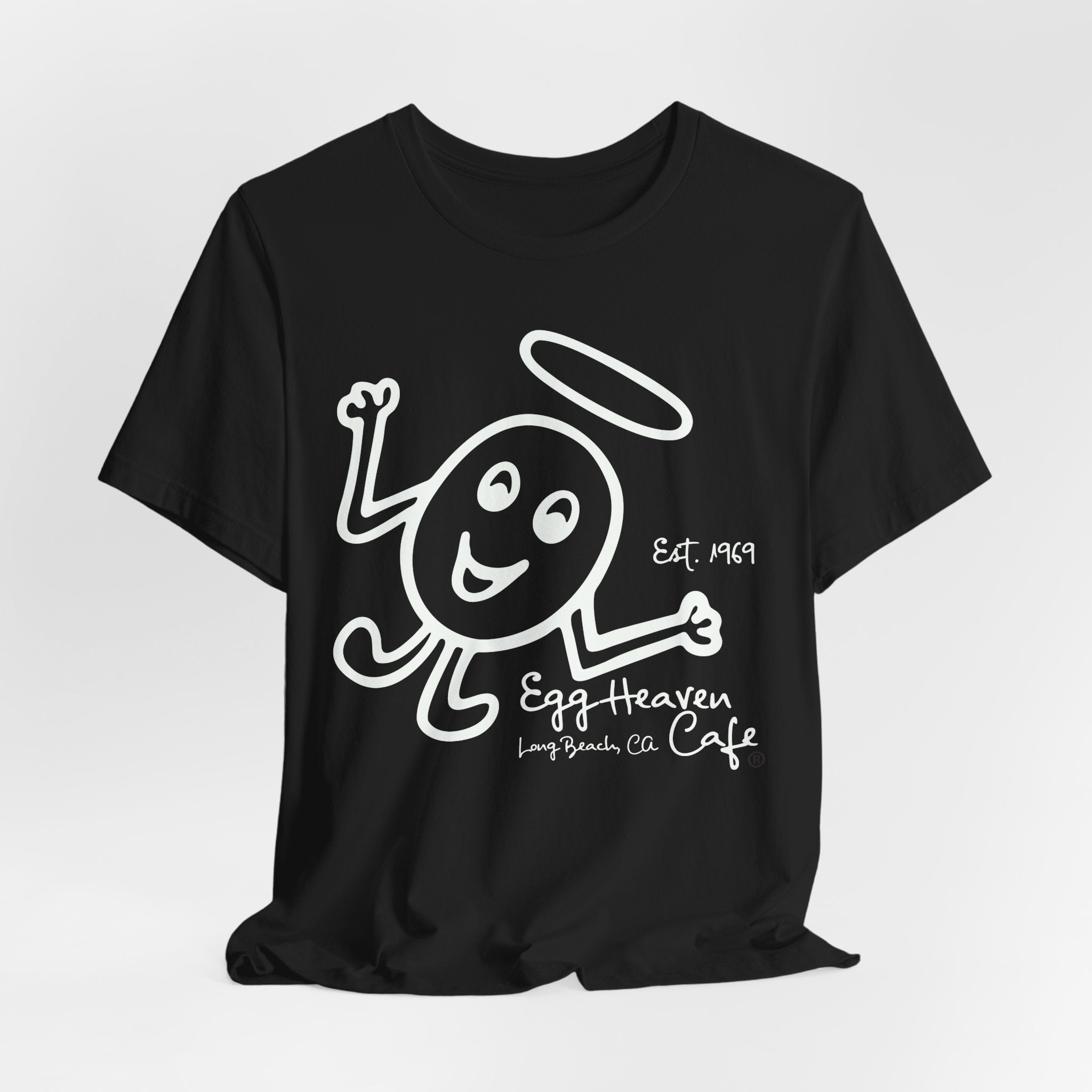 Egg Heaven OG Egg Angel T-Shirt — Retro Logo & Long Beach Café Building Shirt