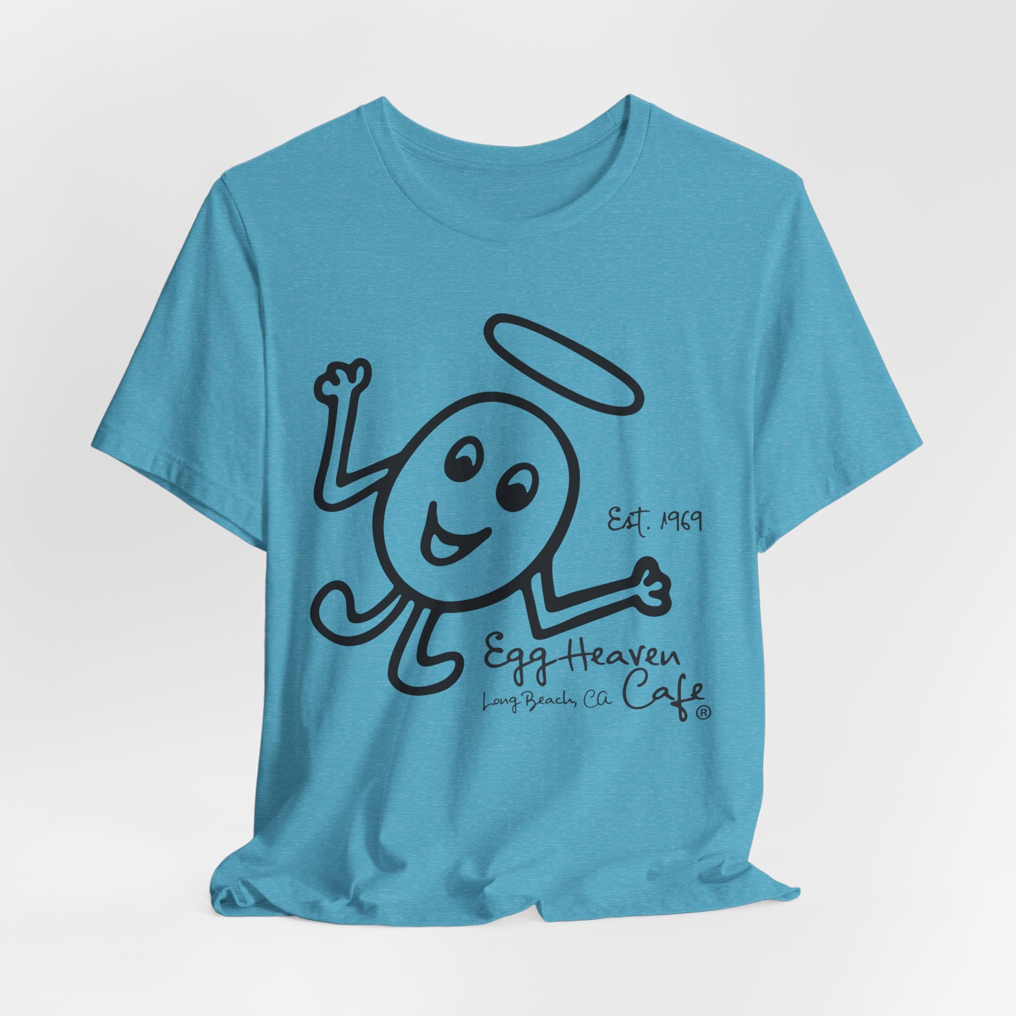 Egg Heaven OG Egg Angel T-Shirt — Retro Logo & Long Beach Café Building Shirt