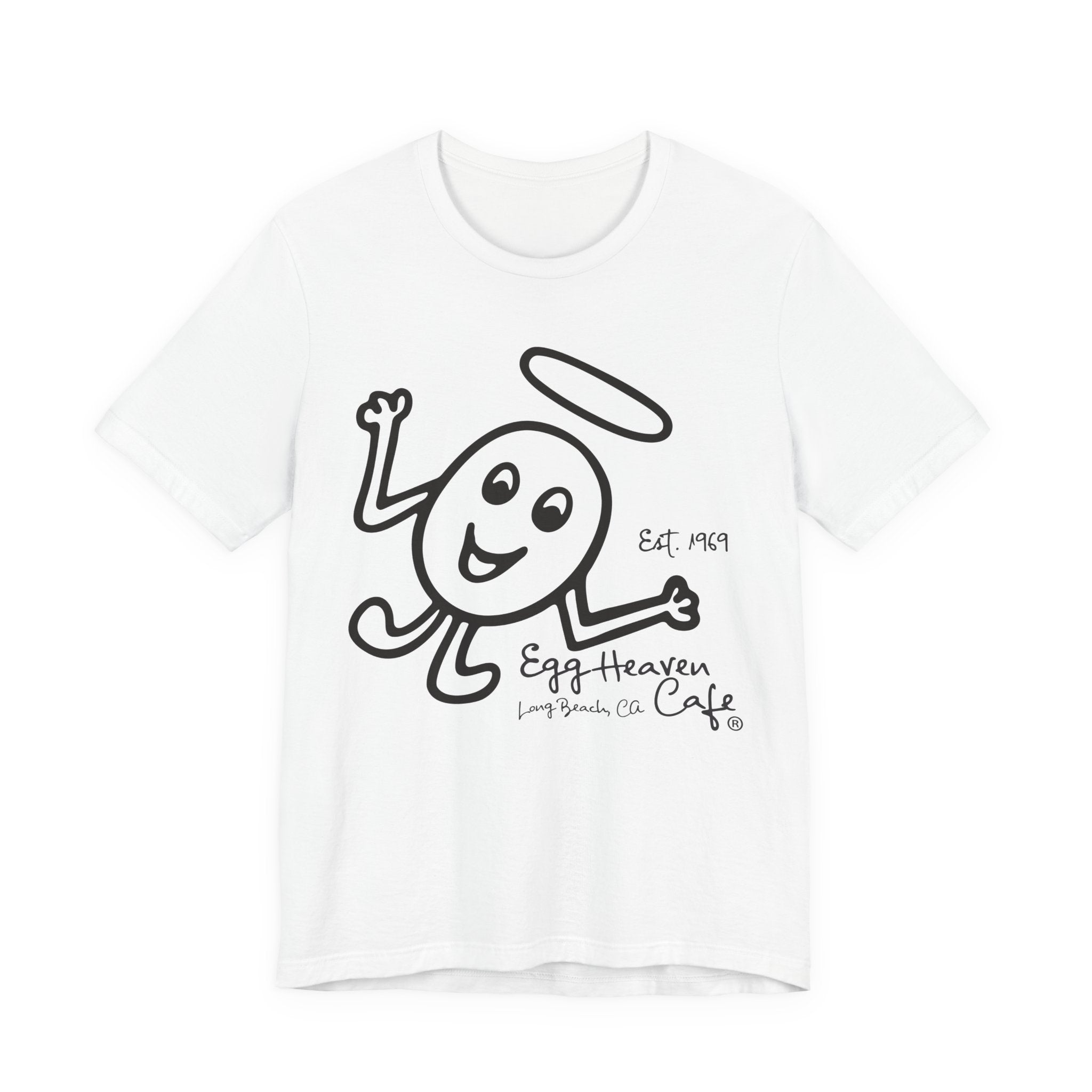 Egg Heaven OG Egg Angel T-Shirt — Retro Logo & Long Beach Café Building Shirt