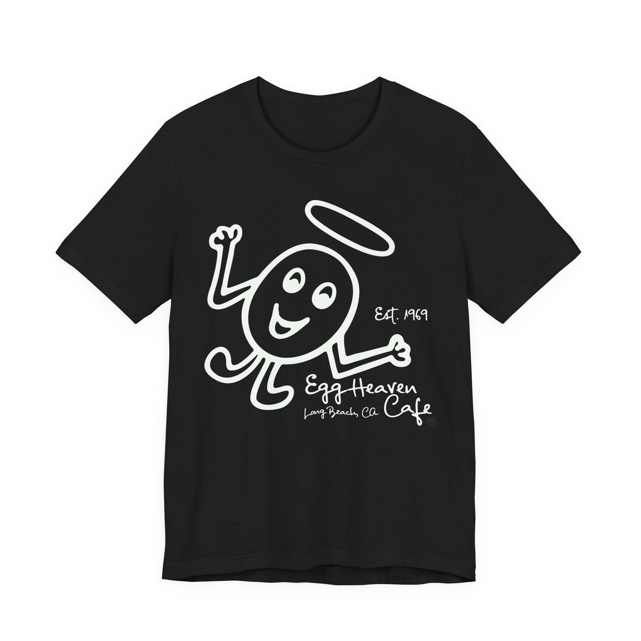 Egg Heaven OG Egg Angel T-Shirt — Retro Logo & Long Beach Café Building Shirt
